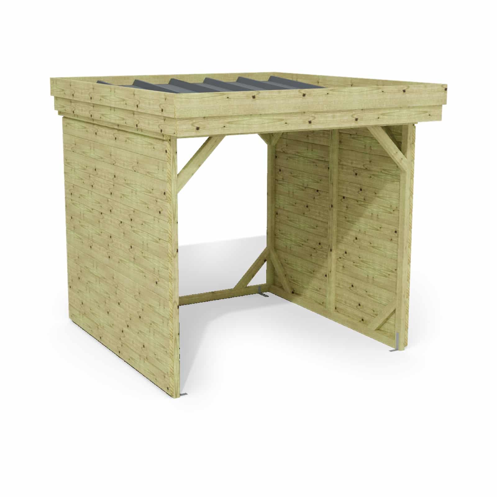Abri à bûches 2 m × 2,27 m – rendu 3D sur fond blanc