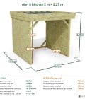 Abri à bûches 2 m × 2,27 m – cotes extérieures et intérieures