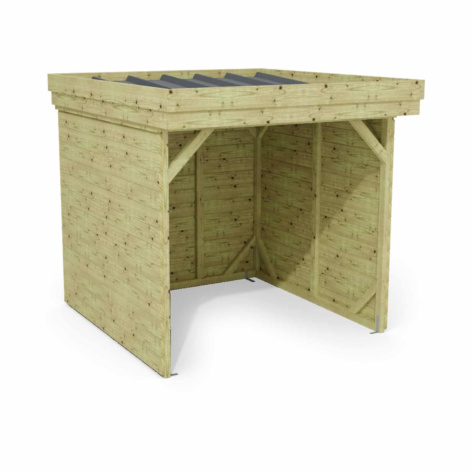 Abri à bûches 2 m × 2,27 m – rendu 3D sur fond blanc