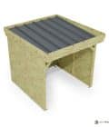 Abri à bûches 2 m × 2,27 m – vue du toit en bac acier