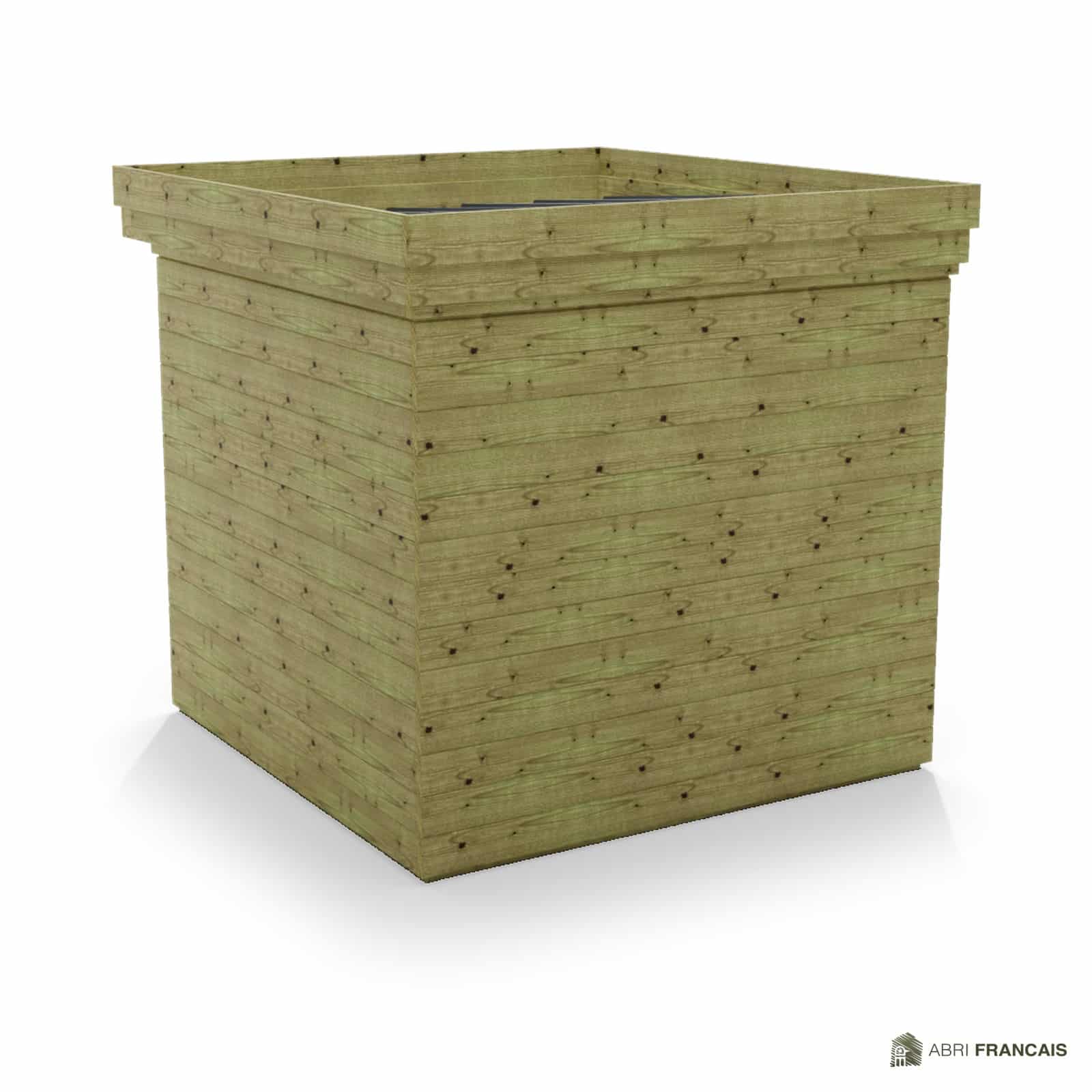 Abri à bûches 2 m × 2,27 m – vue arrière, fond et côtés