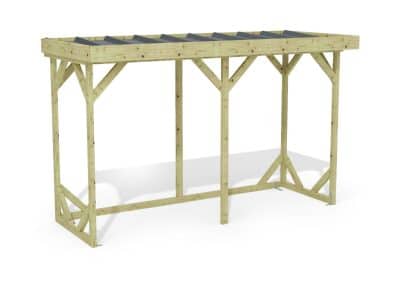 Abri à bûches 3 m × 1,30 m – rendu 3D sur fond blanc