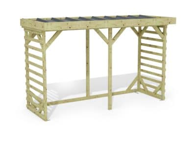 Abri à bûches 3 m × 1,30 m – rendu 3D sur fond blanc