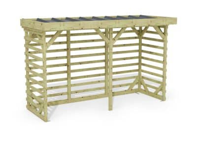 Abri à bûches 3 m × 1,30 m – rendu 3D sur fond blanc