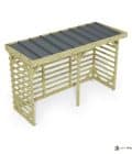 Abri à bûches 3 m × 1,30 m – vue du toit en bac acier