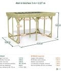 Abri à bûches 3 m × 2,27 m – cotes extérieures et intérieures