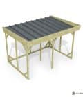 Abri à bûches 3 m × 2,27 m, adossé – vue du toit en bac acier