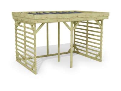 Abri à bûches 3 m × 2,27 m – rendu 3D sur fond blanc