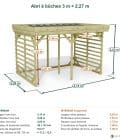Abri à bûches 3 m × 2,27 m – cotes extérieures et intérieures