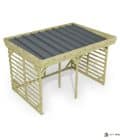 Abri à bûches 3 m × 2,27 m – vue du toit en bac acier