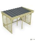 Abri à bûches 3 m × 2,27 m, adossé – vue du toit en bac acier
