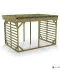 Abri à bûches 3 m × 2,27 m, adossé, avec gouttière – vue arrière, fond et côtés