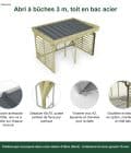 Abri à bûches 3 m × 2,27 m, avec gouttière – points forts