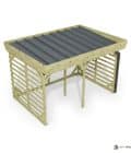Abri à bûches 3 m × 2,27 m, avec gouttière – vue du toit en bac acier
