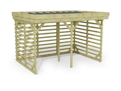 Abri à bûches 3 m × 2,27 m – rendu 3D sur fond blanc
