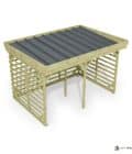 Abri à bûches 3 m × 2,27 m – vue du toit en bac acier