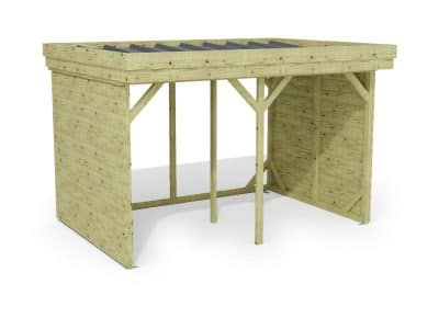Abri à bûches 3 m × 2,27 m – rendu 3D sur fond blanc