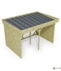 Abri à bûches 3 m × 2,27 m – vue du toit en bac acier