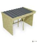 Abri à bûches 3 m × 2,27 m, adossé – vue du toit en bac acier
