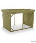 Abri à bûches 3 m × 2,27 m, avec gouttière – vue arrière, fond et côtés