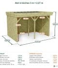 Abri à bûches 3 m × 2,27 m – cotes extérieures et intérieures