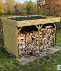 Abri à bûches 3 m × 2,27 m, avec gouttière – mise en situation
