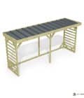 Abri à bûches 4 m × 1,30 m – vue du toit en bac acier