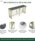 Abri à bûches 4 m × 1,30 m, adossé – points forts