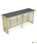 Abri à bûches 4 m × 1,30 m – vue du toit en bac acier
