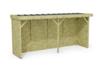 Abri à bûches 4 m × 1,30 m – rendu 3D sur fond blanc