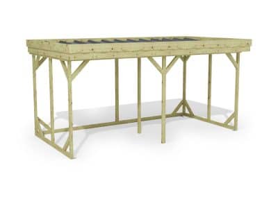 Abri à bûches 4 m × 2,27 m – rendu 3D sur fond blanc