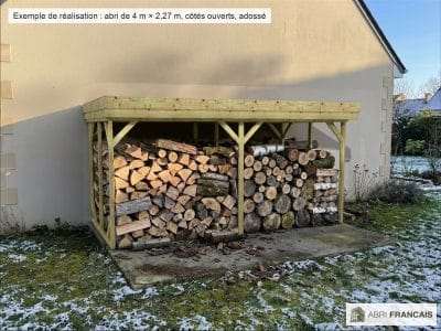 Abri à bûches 4 m × 2,27 m – mise en situation