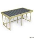 Abri à bûches 4 m × 2,27 m – vue du toit en bac acier
