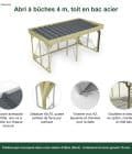 Abri à bûches 4 m × 2,27 m, avec gouttière – points forts