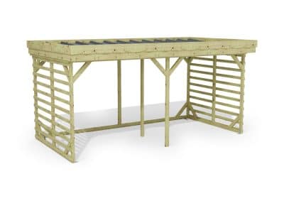 Abri à bûches 4 m × 2,27 m – rendu 3D sur fond blanc