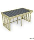 Abri à bûches 4 m × 2,27 m – vue du toit en bac acier