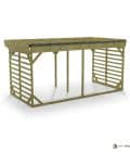 Abri à bûches 4 m × 2,27 m, adossé – vue arrière, fond et côtés