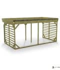 Abri à bûches 4 m × 2,27 m, adossé, avec gouttière – vue arrière, fond et côtés