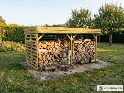 Abri à bûches 4 m × 2,27 m – mise en situation