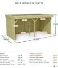 Abri à bûches 4 m × 2,27 m – cotes extérieures et intérieures