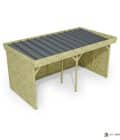 Abri à bûches 4 m × 2,27 m – vue du toit en bac acier