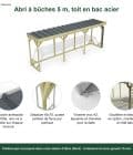 Abri à bûches 5 m × 1,30 m, adossé, avec gouttière – points forts