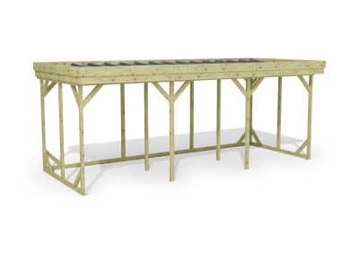 Abri à bûches 5 m × 2,27 m – rendu 3D sur fond blanc