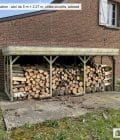 Abri à bûches 5 m × 2,27 m, avec gouttière – mise en situation