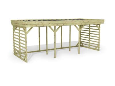 Abri à bûches 5 m × 2,27 m – rendu 3D sur fond blanc