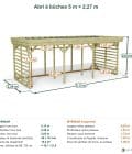 Abri à bûches 5 m × 2,27 m – cotes extérieures et intérieures