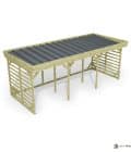 Abri à bûches 5 m × 2,27 m – vue du toit en bac acier