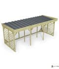 Abri à bûches 5 m × 2,27 m, adossé – vue du toit en bac acier