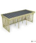 Abri à bûches 5 m × 2,27 m – vue du toit en bac acier
