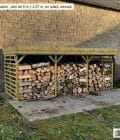 Abri à bûches 5 m × 2,27 m, avec gouttière – mise en situation